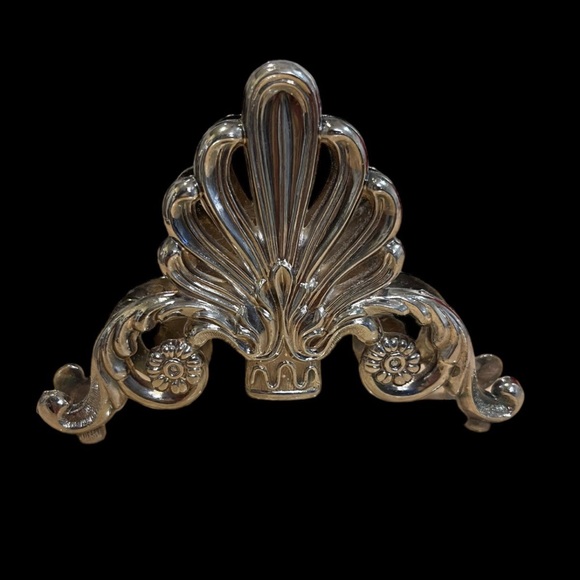 Vintage Ornate Silver Metal Knife Holder Hollywood Regency Kitchen Decor - Picture 2 of 5